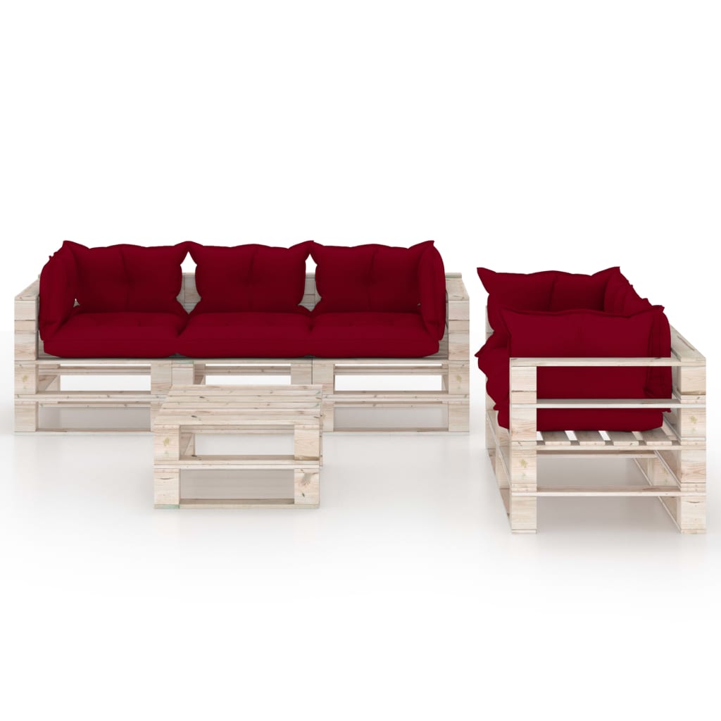 

vidaXL 6-delige Loungeset met kussens pallet grenenhout
