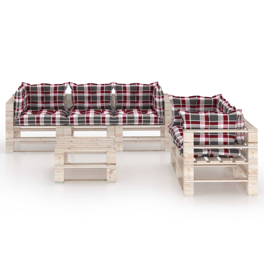 

vidaXL 6-delige Loungeset met kussens pallet grenenhout