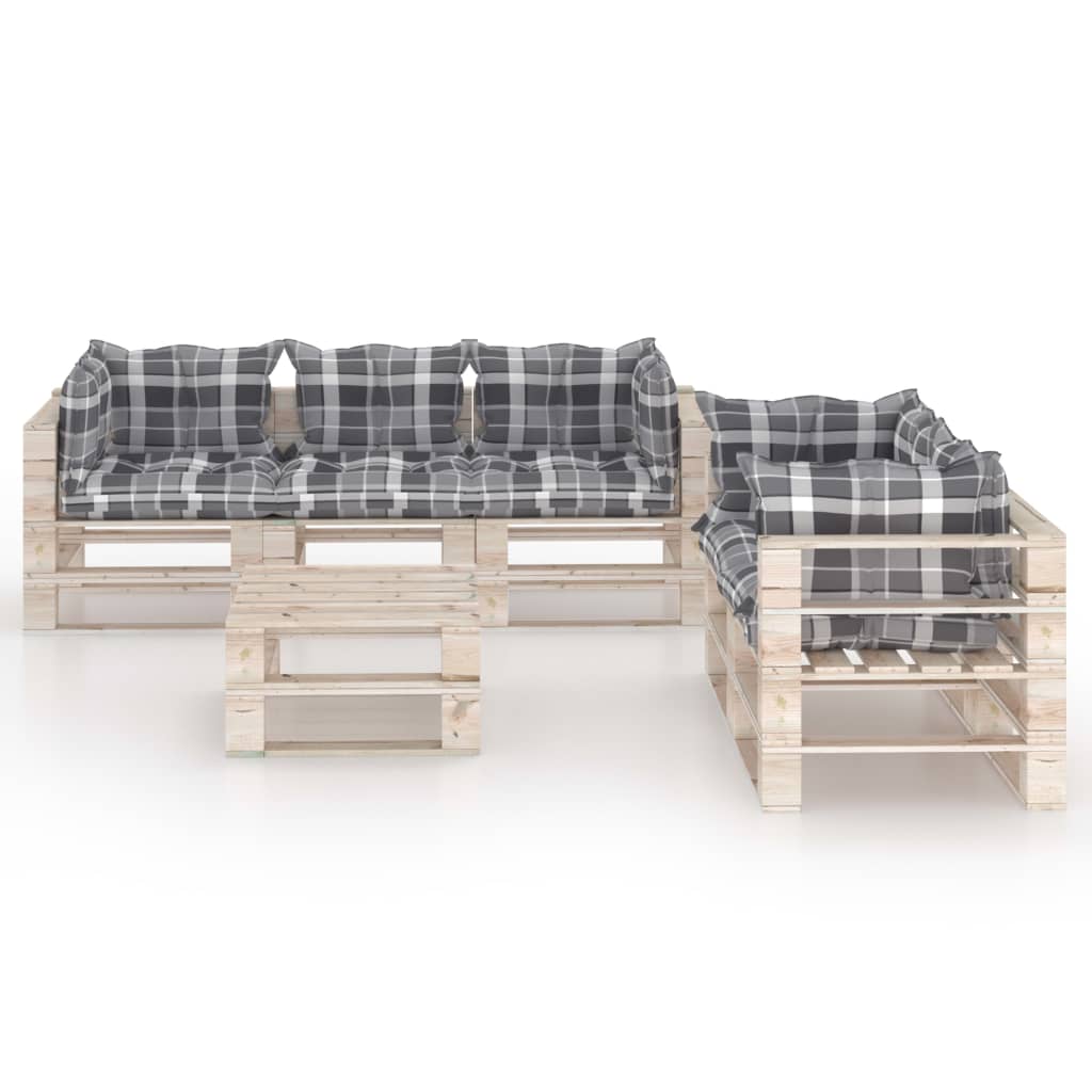 

vidaXL 6-delige Loungeset met kussens pallet grenenhout