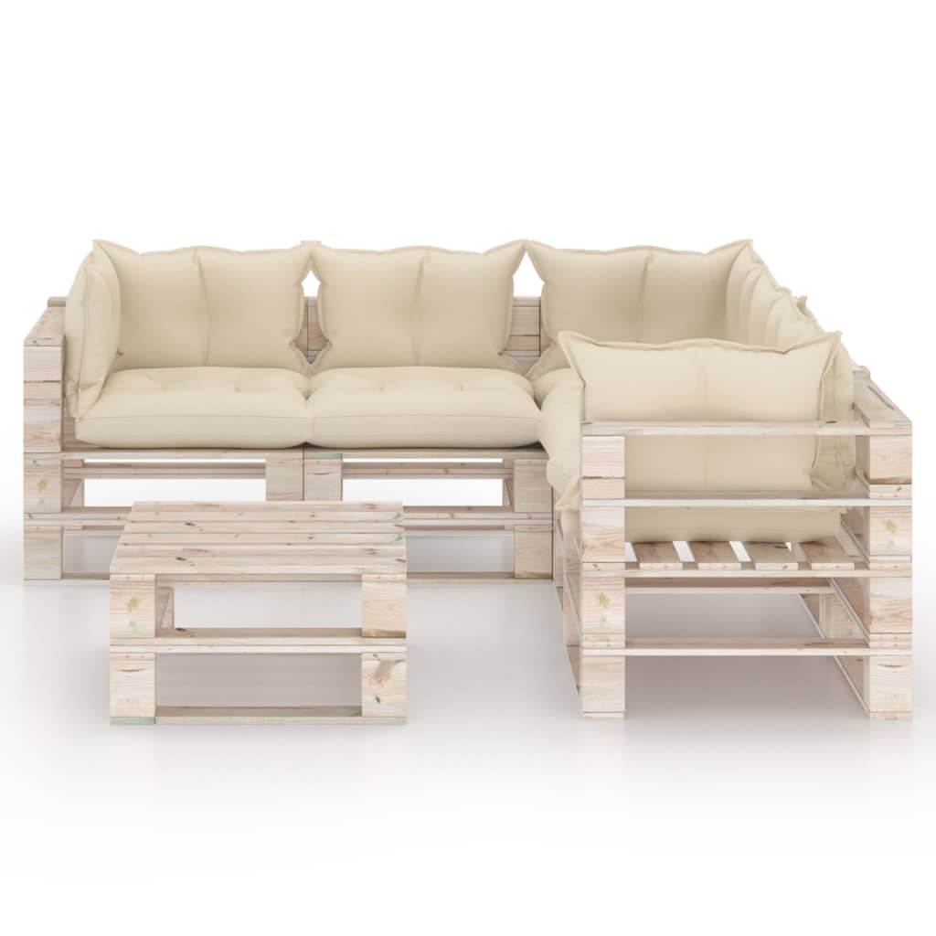 

vidaXL 6-delige Loungeset met kussens pallet grenenhout