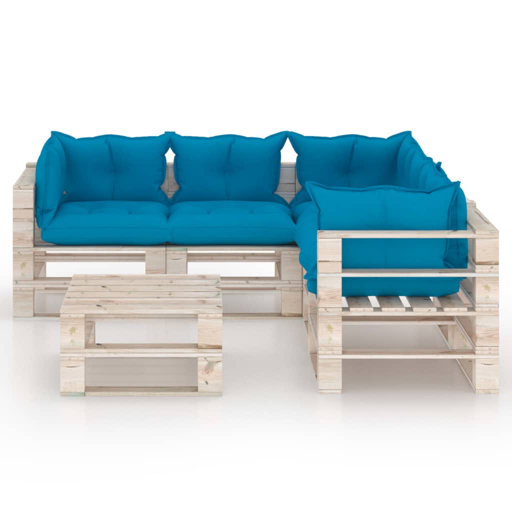 vidaXL Set Divani da Giardino Pallet 6 pz con Cuscini in Legno di Pino