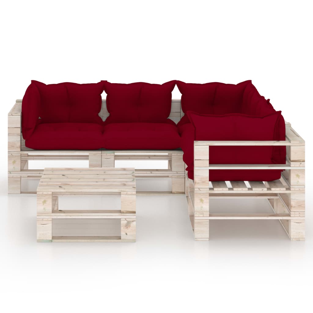 

vidaXL 6-delige Loungeset met kussens pallet grenenhout