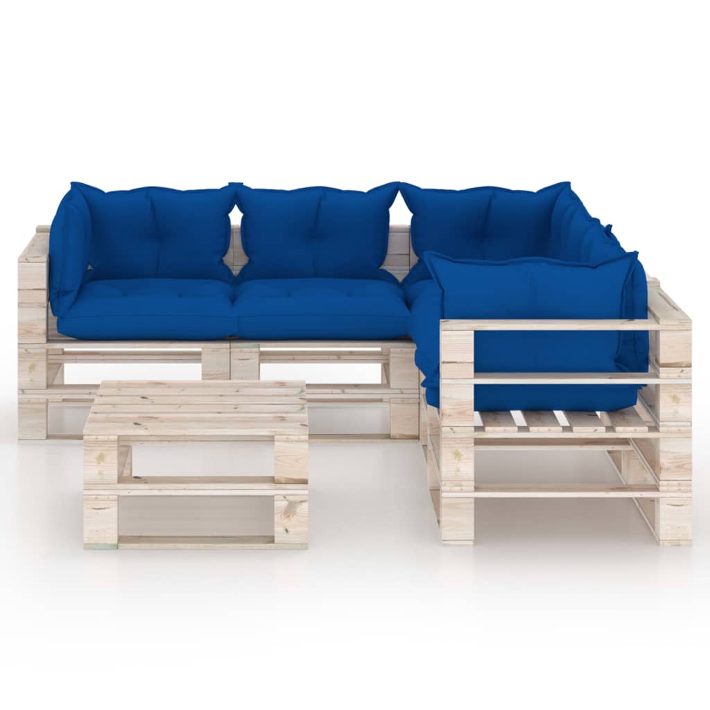 

vidaXL 6-delige Loungeset met kussens pallet grenenhout