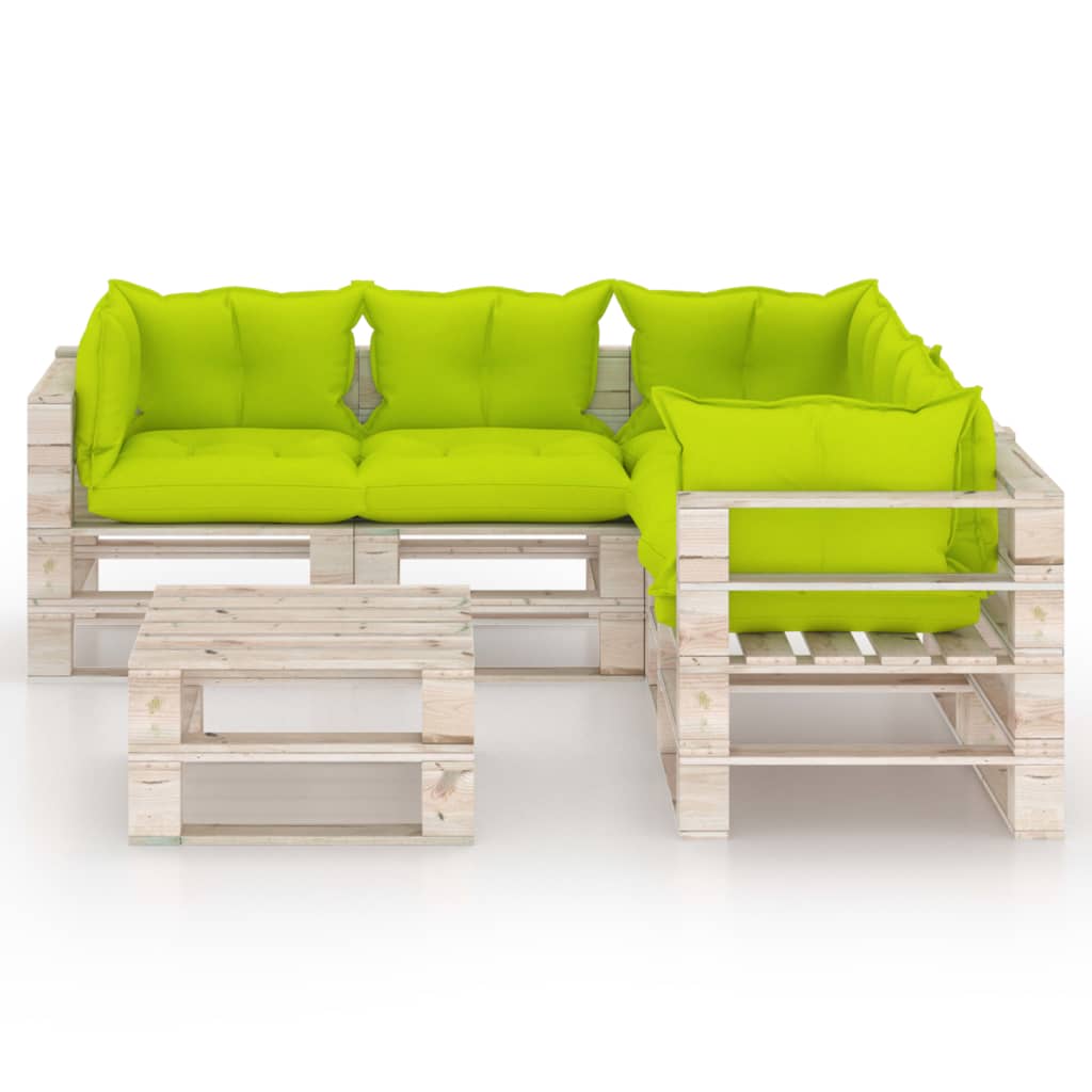 

vidaXL 6-delige Loungeset met kussens pallet grenenhout