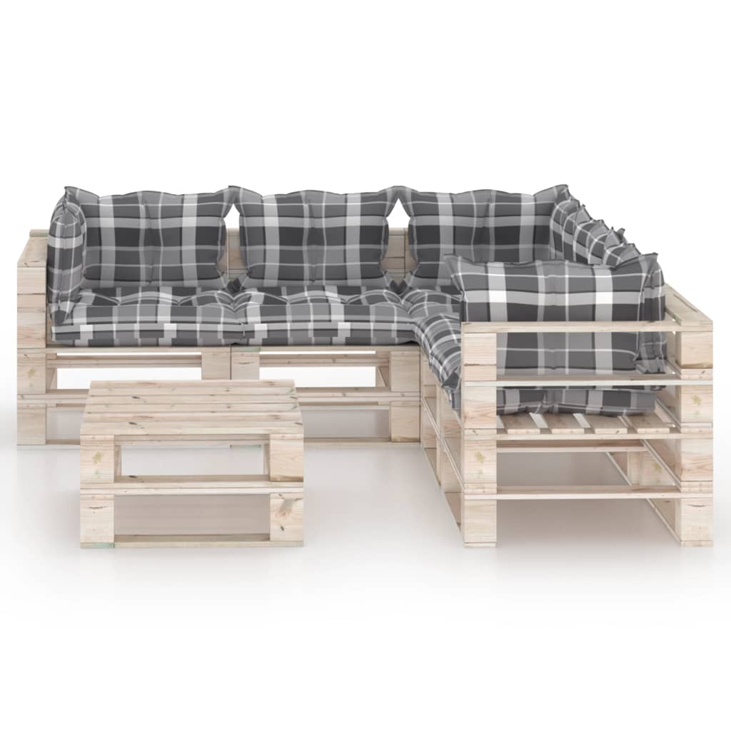 vidaXL Set Divani da Giardino Pallet 6 pz con Cuscini in Legno di Pino