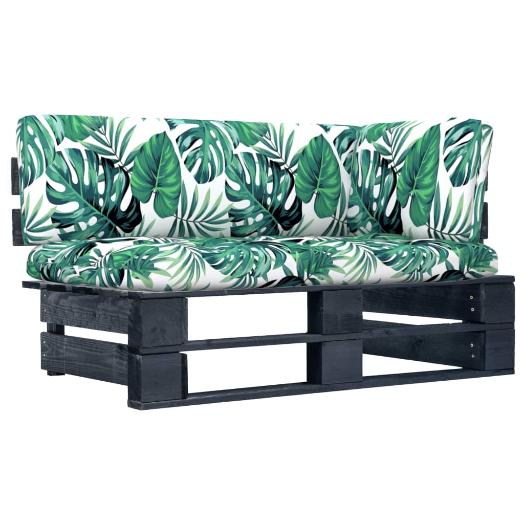 vidaXL Canapea de colț din paleți de grădină negru lemn pin tratat