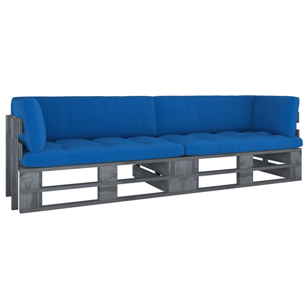 Sofa ogrodowa 2-osobowa z drewnianych palet, 110x65x55 cm, impregnowane drewno sosnowe, kobaltowy niebieski