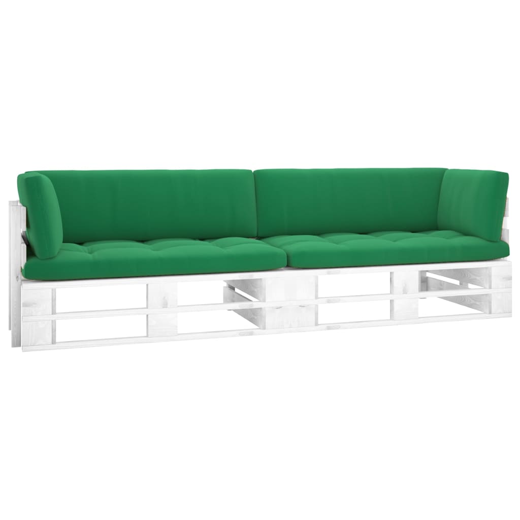 Sofa ogrodowa 2-osobowa z paletami, zielona, 110x65x55cm