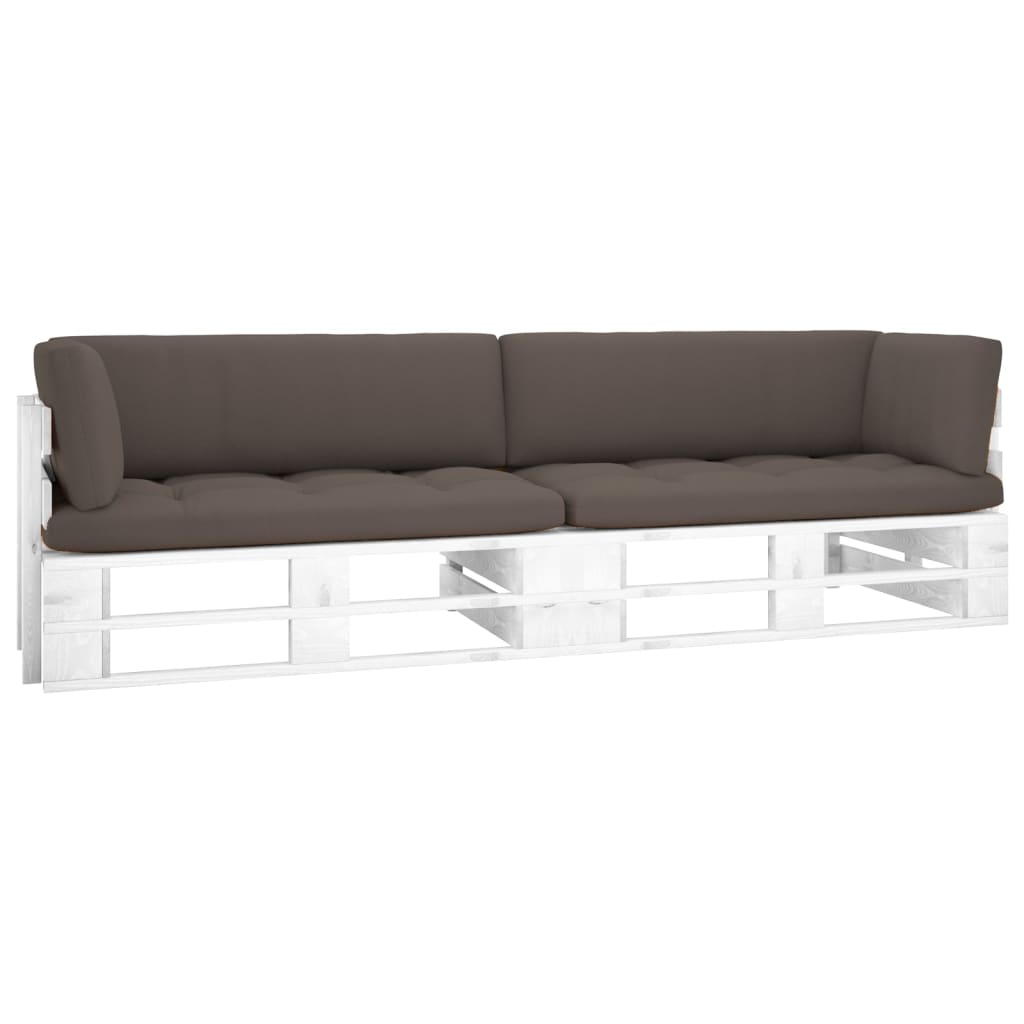 vidaXL 2-Sitzer-Palettensofa Weiß Imprägniertes Kiefernholz