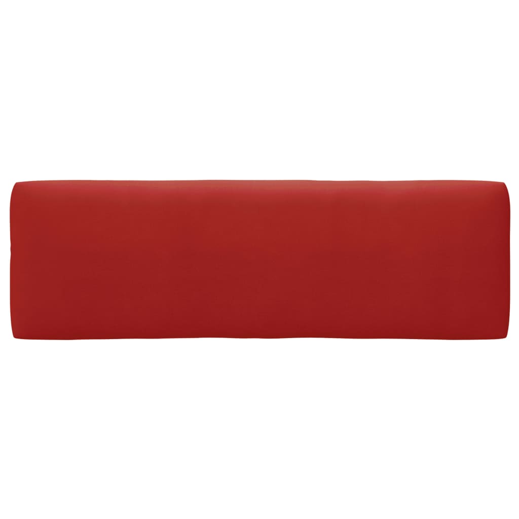 Ogrodowa sofa 2-osobowa z drewnianych palet, czerwona poduszka, 110x65x55 cm