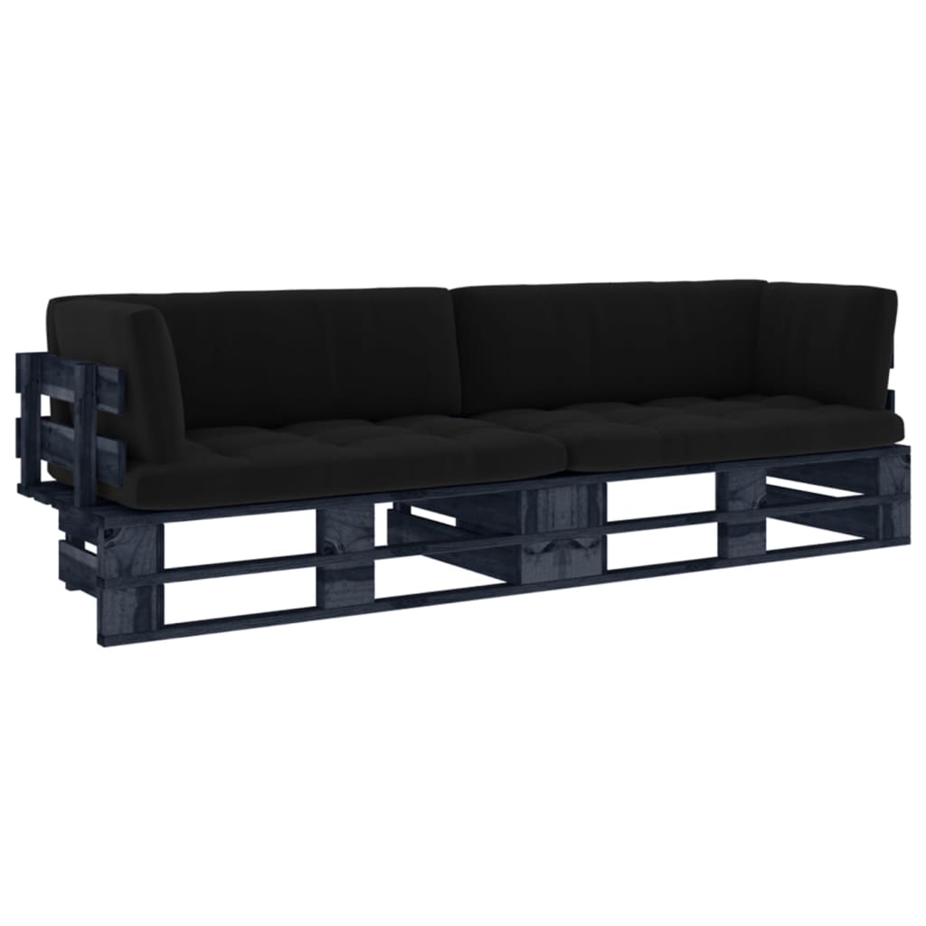 vidaXL 2-Sitzer-Palettensofa Schwarz Imprägniertes Kiefernholz