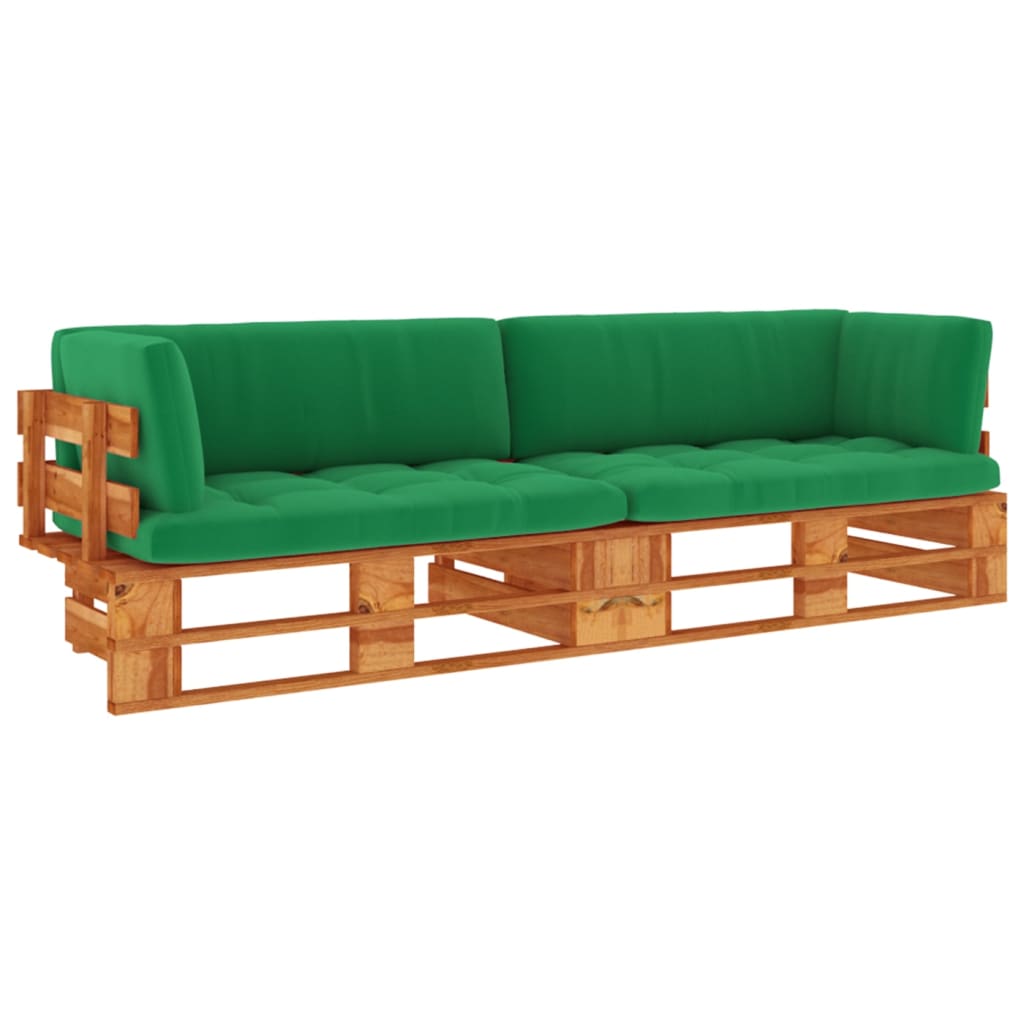 Sofa 2-os. z palet, z poduszkami, miodowy brąz, drewno sosnowe