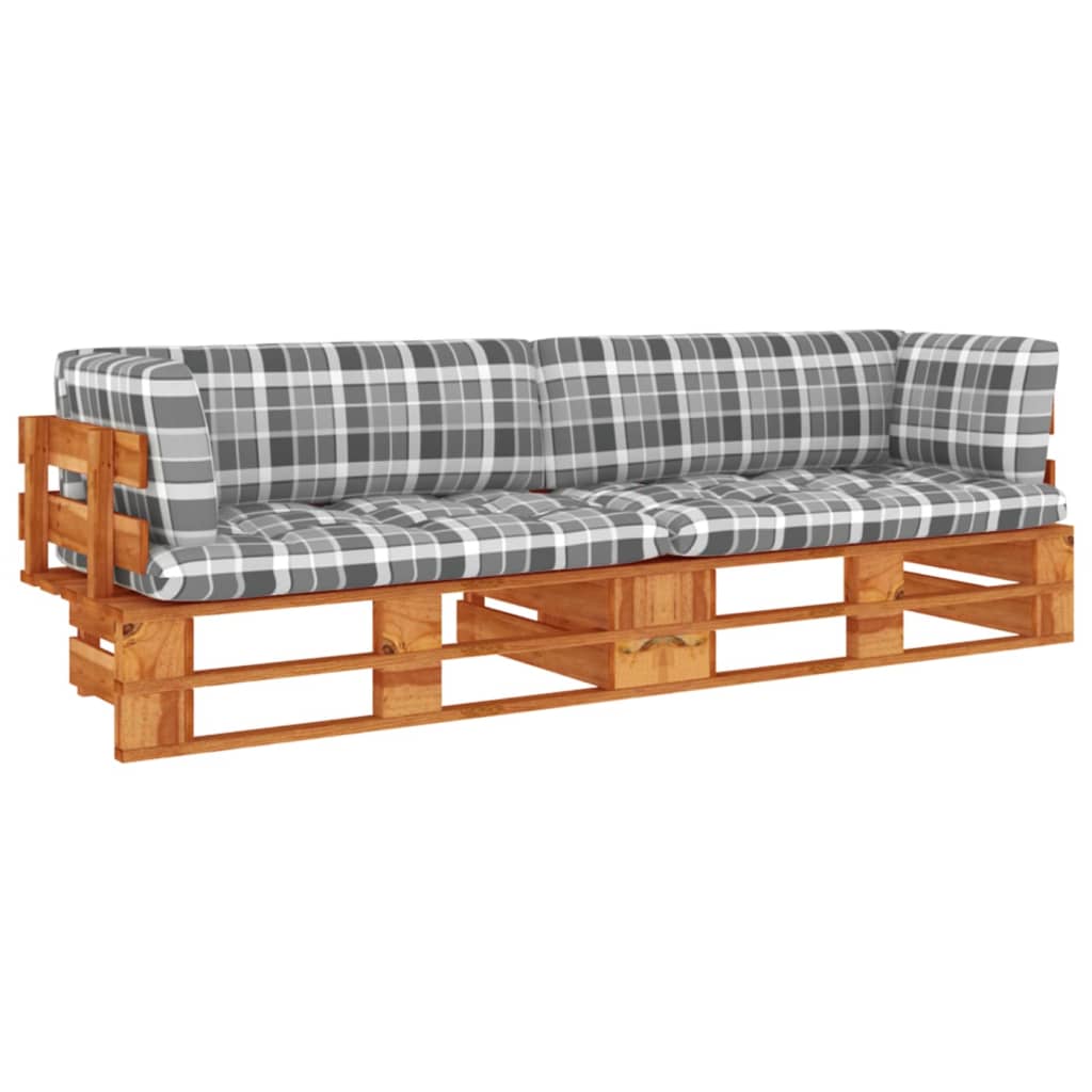 Sofa ogrodowa 2-osobowa z drewnianych palet - 110x65x55 cm, brązowa
