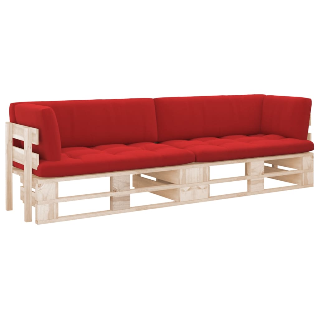 Sofa 2-os. z palet, z poduszkami, impregnowane drewno sosnowe