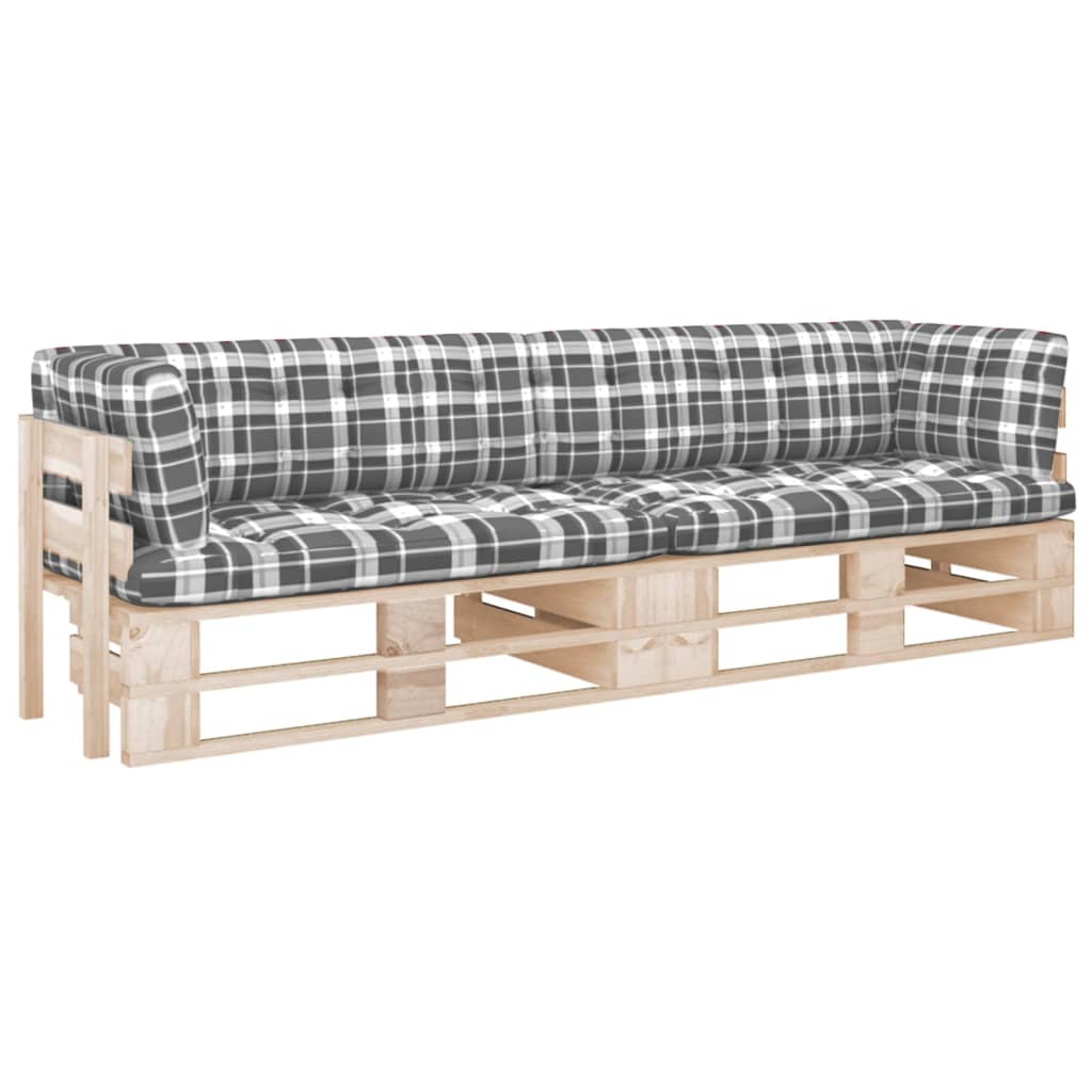 vidaXL Canapea din paleți cu 2 locuri, cu perne, lemn pin tratat