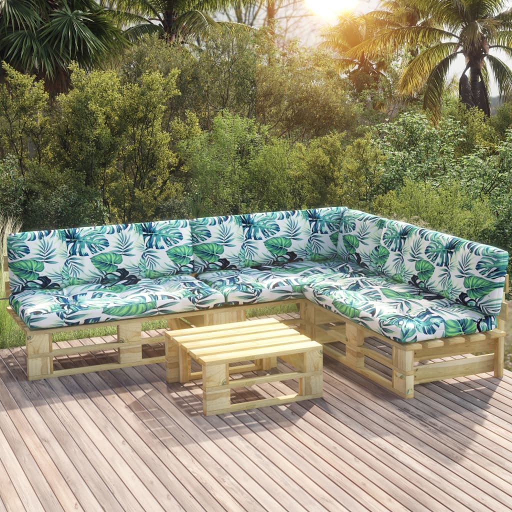 Set mobilier din paleți, perne, 4 buc., lemn pin tratat verde