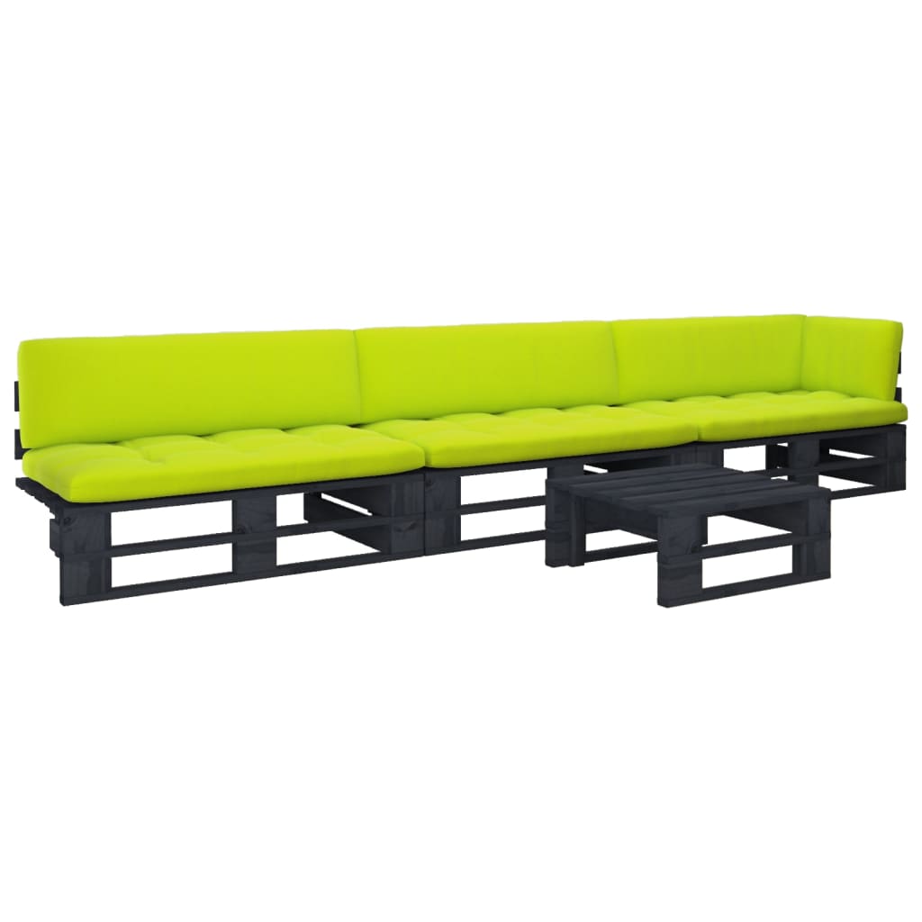 vidaXL 4-tlg. Paletten-Lounge-Set Schwarz Imprägniertes Kiefernholz