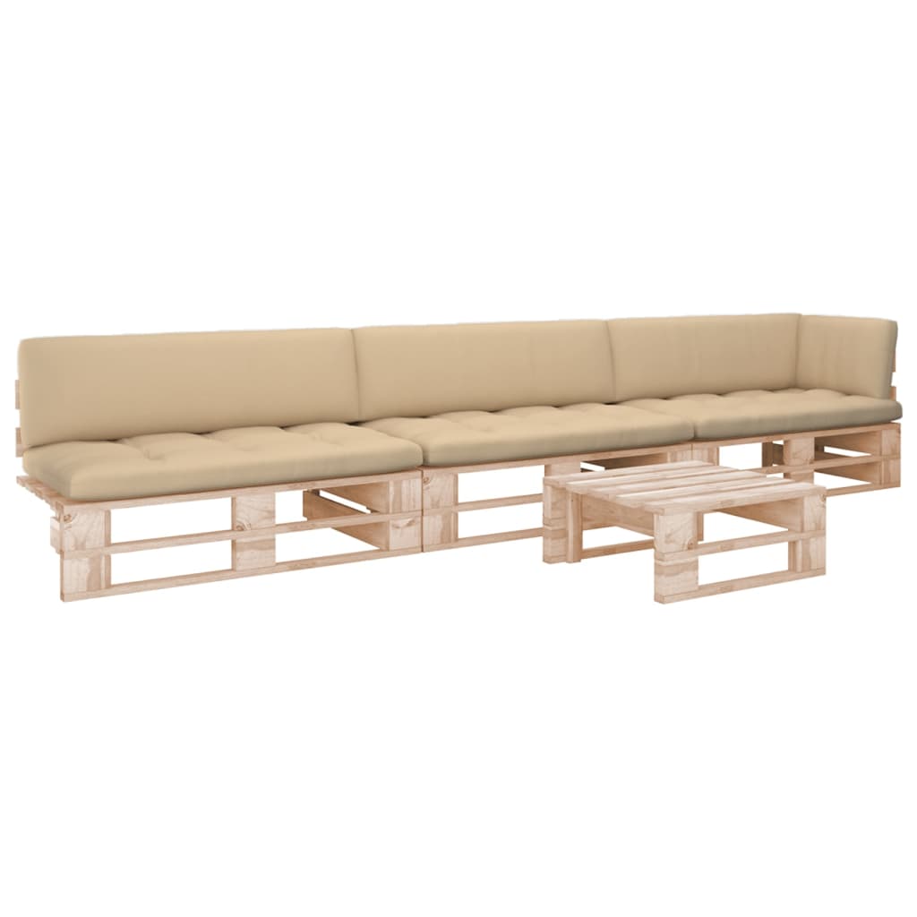 vidaXL Set mobilier paleți cu perne, 4 piese, lemn de pin tratat