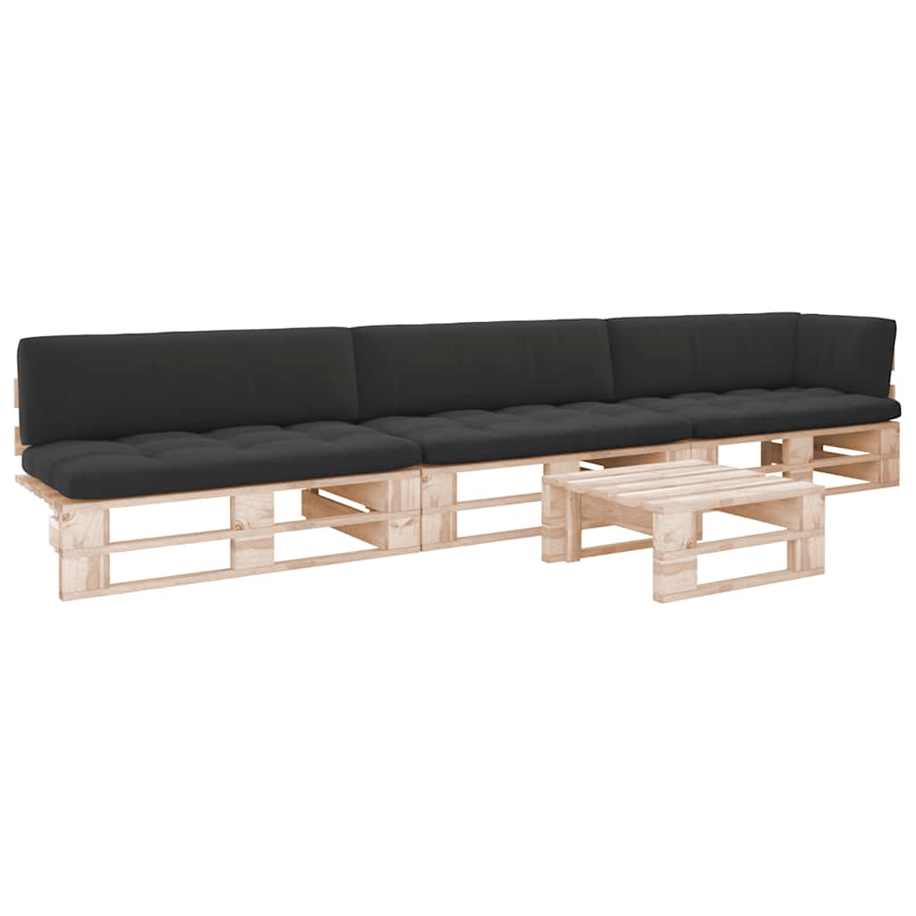 vidaXL Set mobilier paleți cu perne, 4 piese, lemn de pin tratat