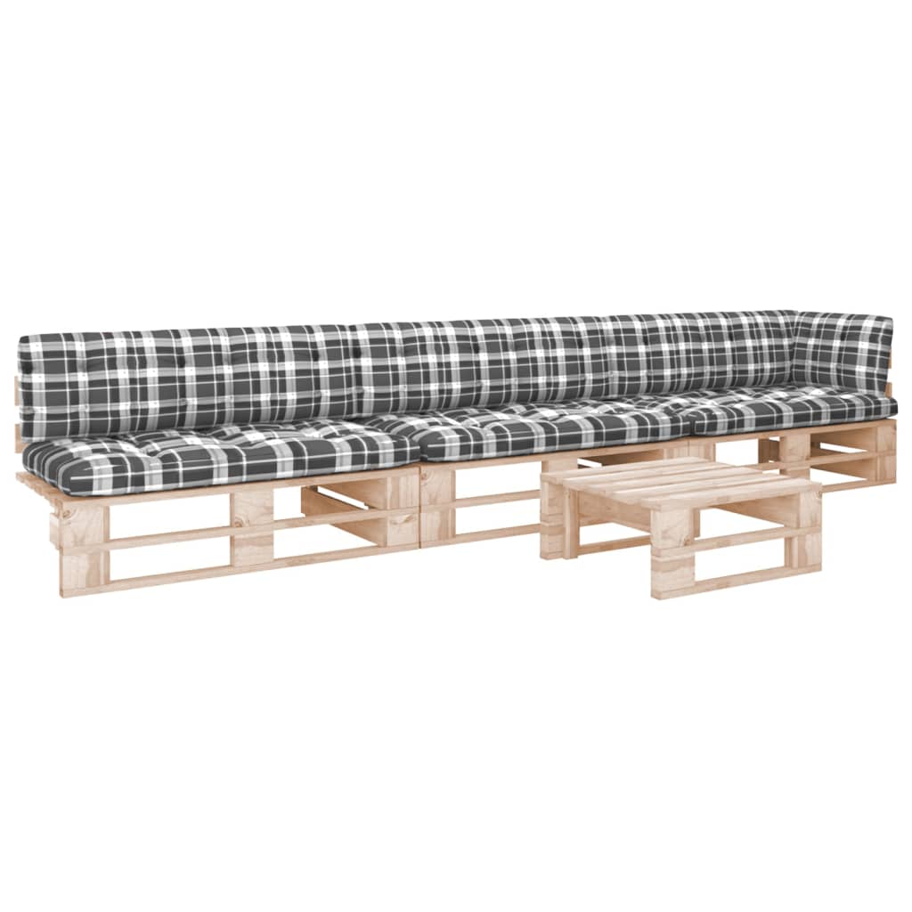 vidaXL Set mobilier paleți cu perne, 4 piese, lemn de pin tratat