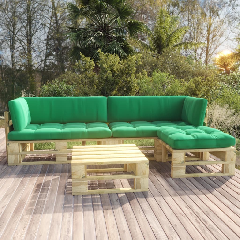 vida XL 4-tlg. Paletten-Lounge-Set Grün Imprägniertes Kiefernholz