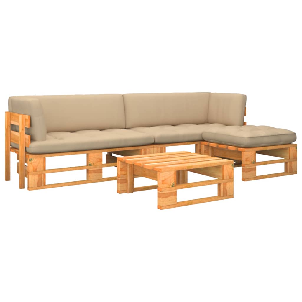 vidaXL Set mobilier paleți, 4 piese, maro miere, lemn de pin tratat