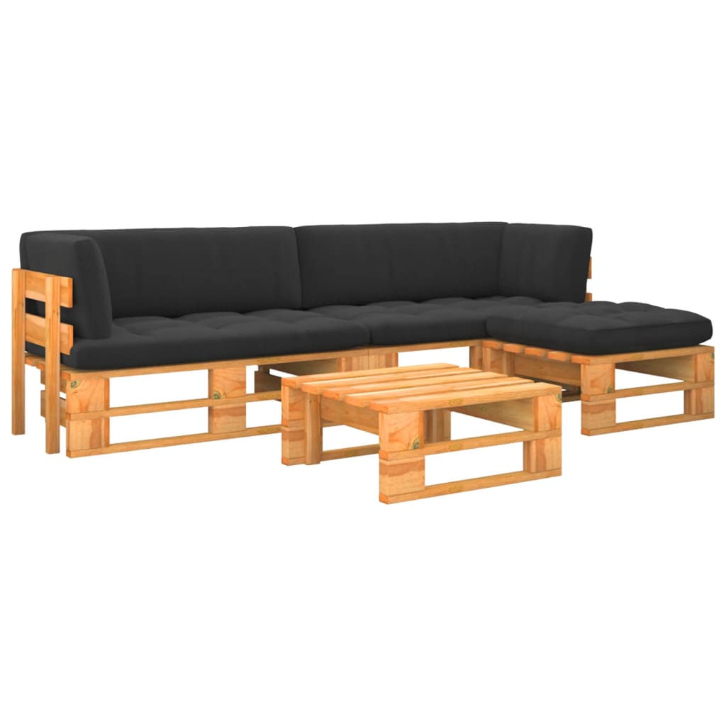 vidaXL Set mobilier paleți, 4 piese, maro miere, lemn de pin tratat