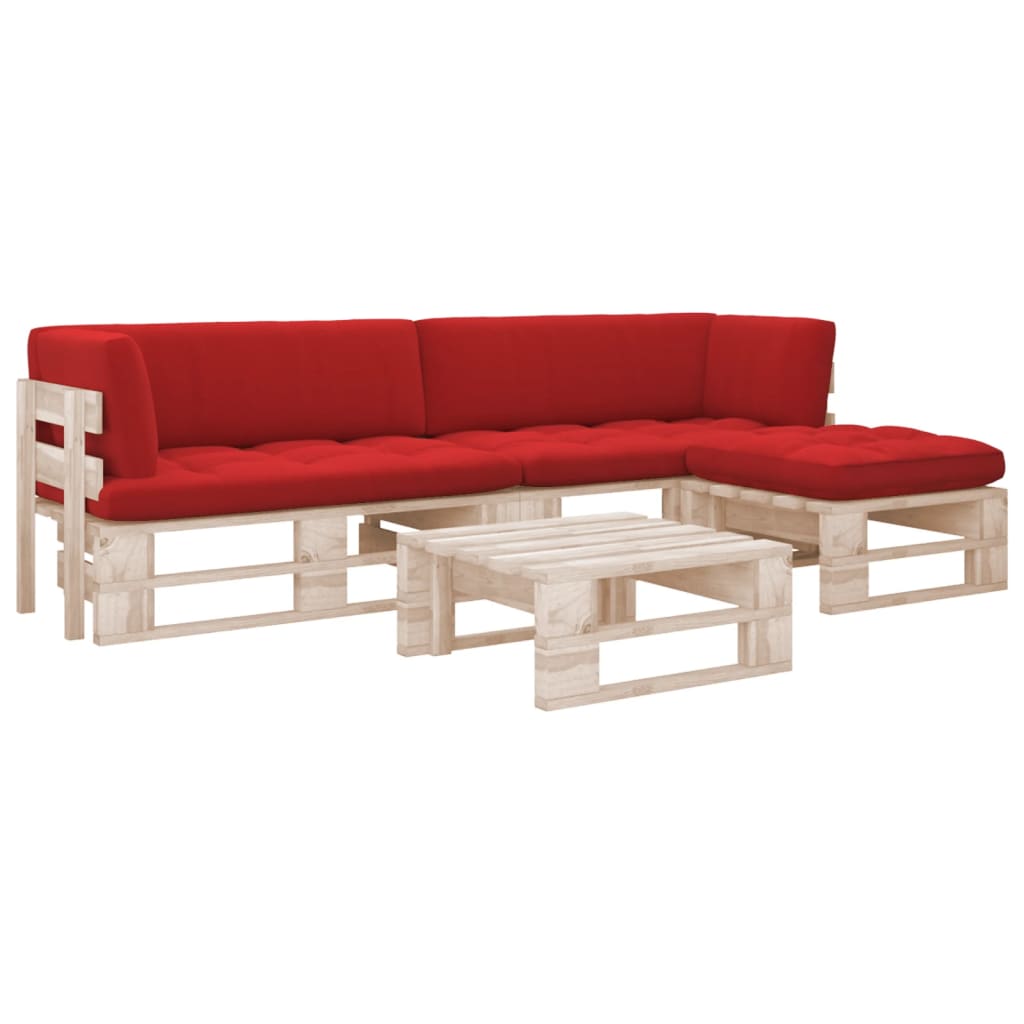 vidaXL Set mobilier paleți cu perne, 4 piese, lemn de pin tratat