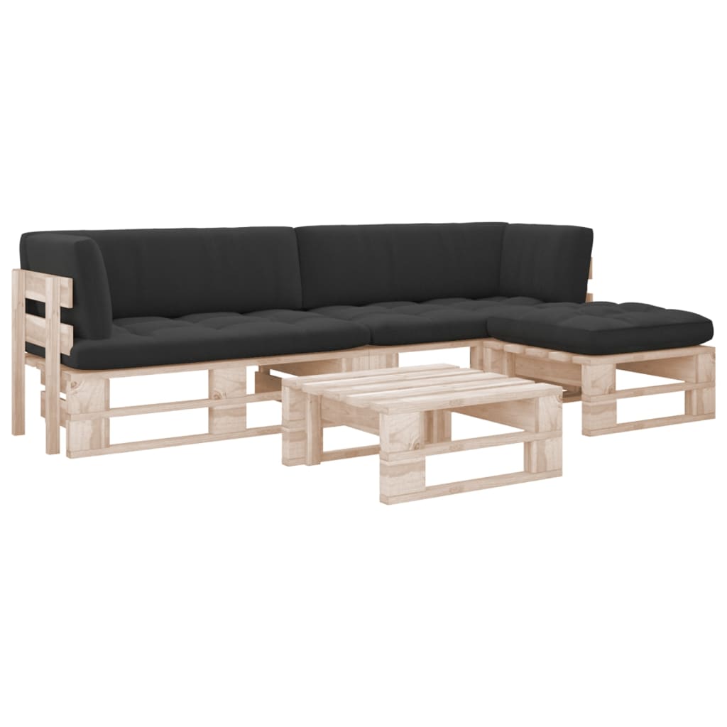 vidaXL 4-tlg. Paletten-Lounge-Set mit Kissen Imprägniertes Kiefernholz