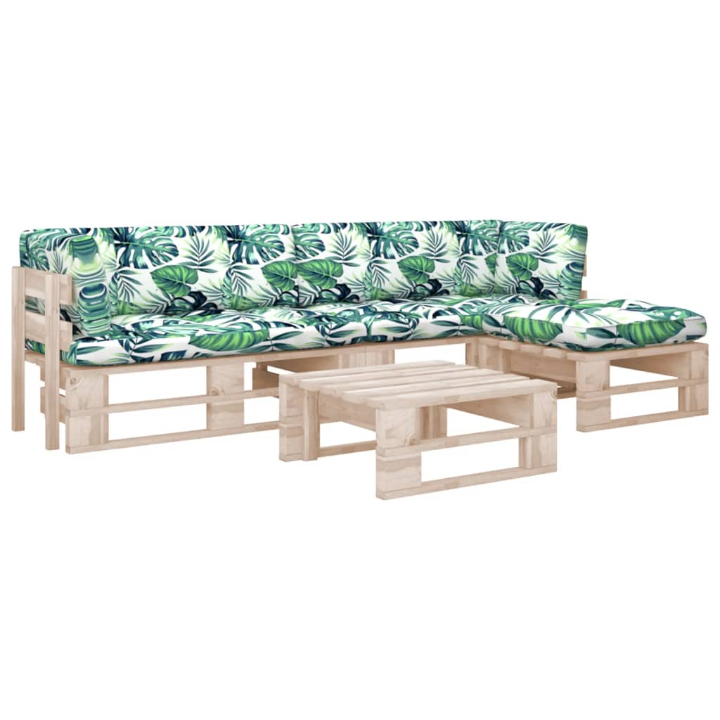 Poza vidaXL Set mobilier din paleti cu perne, 4 piese, lemn de pin tratat