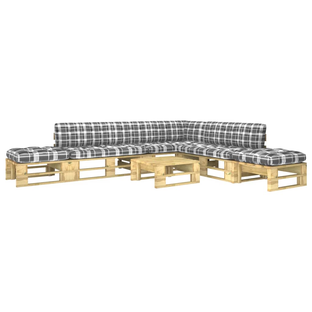 VidaXL 6-częściowy Zestaw Wypoczynkowy Z Palet, Z Poduszkami, Sosna -Building Materials Shop 8720286312414 a en hd 1