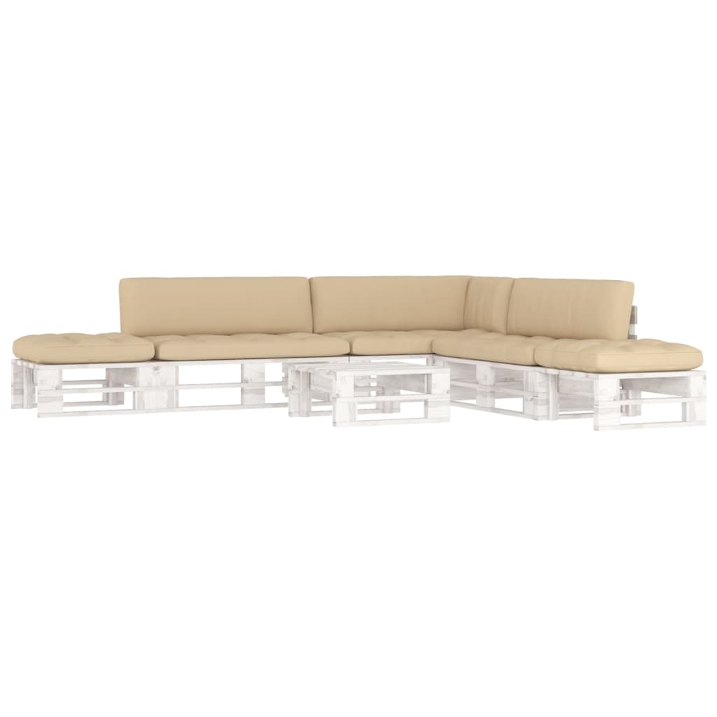 vidaXL Set mobilier din paleți cu perne, 6 piese, alb, lemn pin tratat