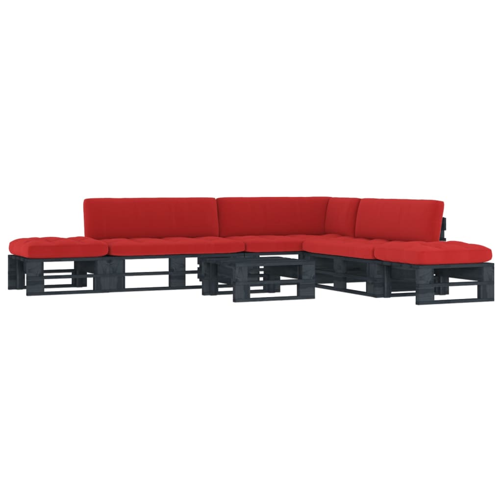 vidaXL Set mobilier paleți cu perne, 6 piese, negru, lemn pin tratat