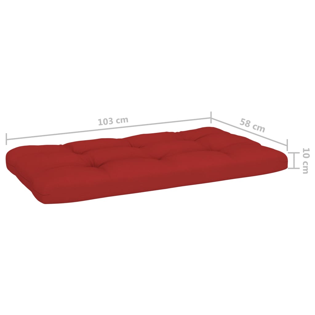 Zestaw mebli ogrodowych z palet drewnianych, impregnowane, czerwone poduszki, 60x60x25/110x65x55 cm