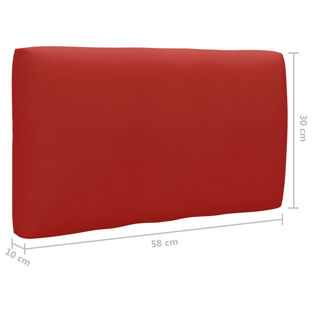 Zestaw mebli ogrodowych z palet drewnianych, impregnowane, czerwone poduszki, 60x60x25/110x65x55 cm