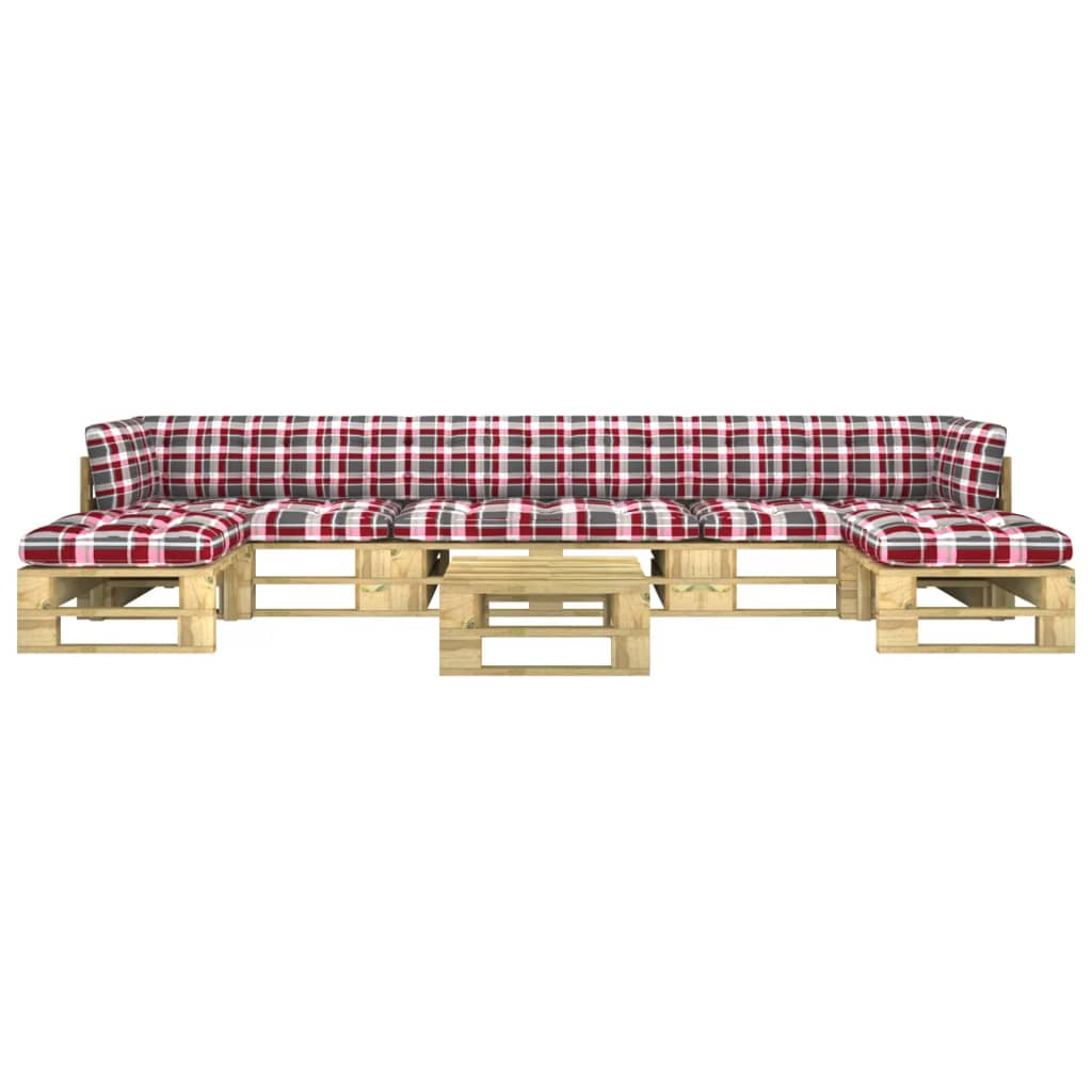Set mobilier din paleți cu perne, 6 buc., lemn pin verde tratat
