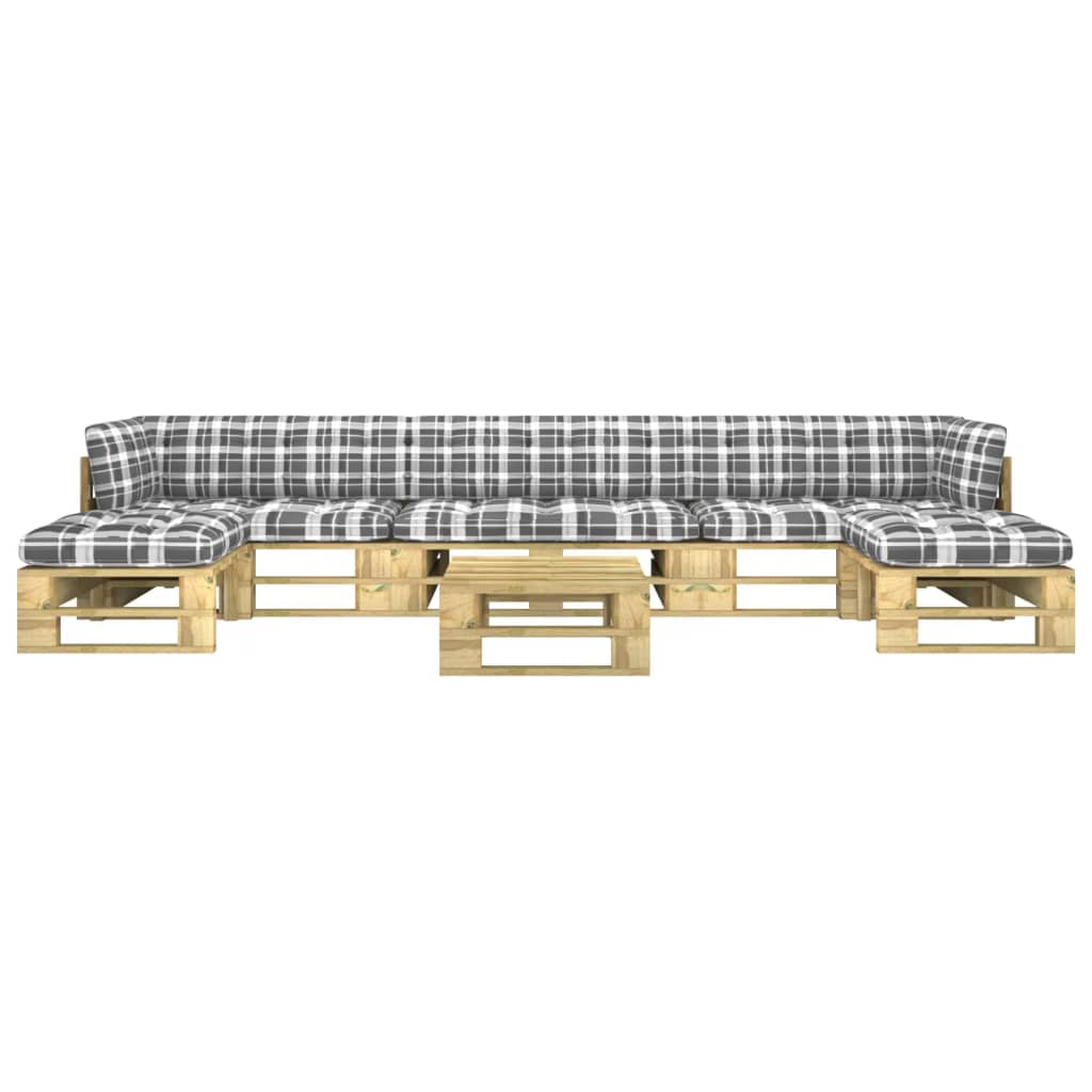 Палетен комплект с възглавници 6 части бор зелена импрегнация