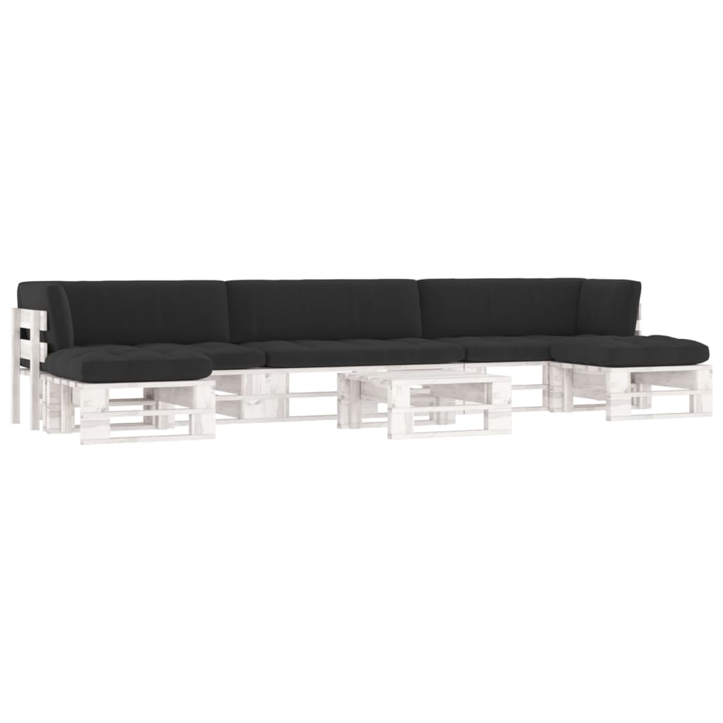 vidaXL 6-tlg. Paletten-Lounge-Set Weiß Imprägniertes Kiefernholz
