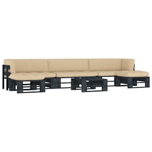 6dílná zahradní sedací souprava z palet podušky černá borovice - obrázek 1