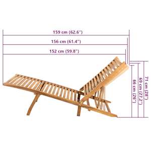 Zahradní lehátko masivní teak - obrázek 7