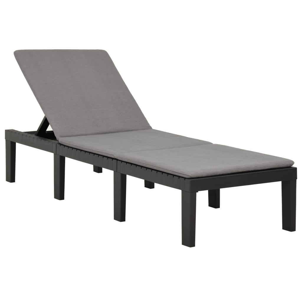 

vidaXL Sun Lounger with Cushion Plastic Anthracite