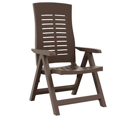 vidaXL Rozkładane krzesła do ogrodu, 2 szt., plastikowe, kolor mokka