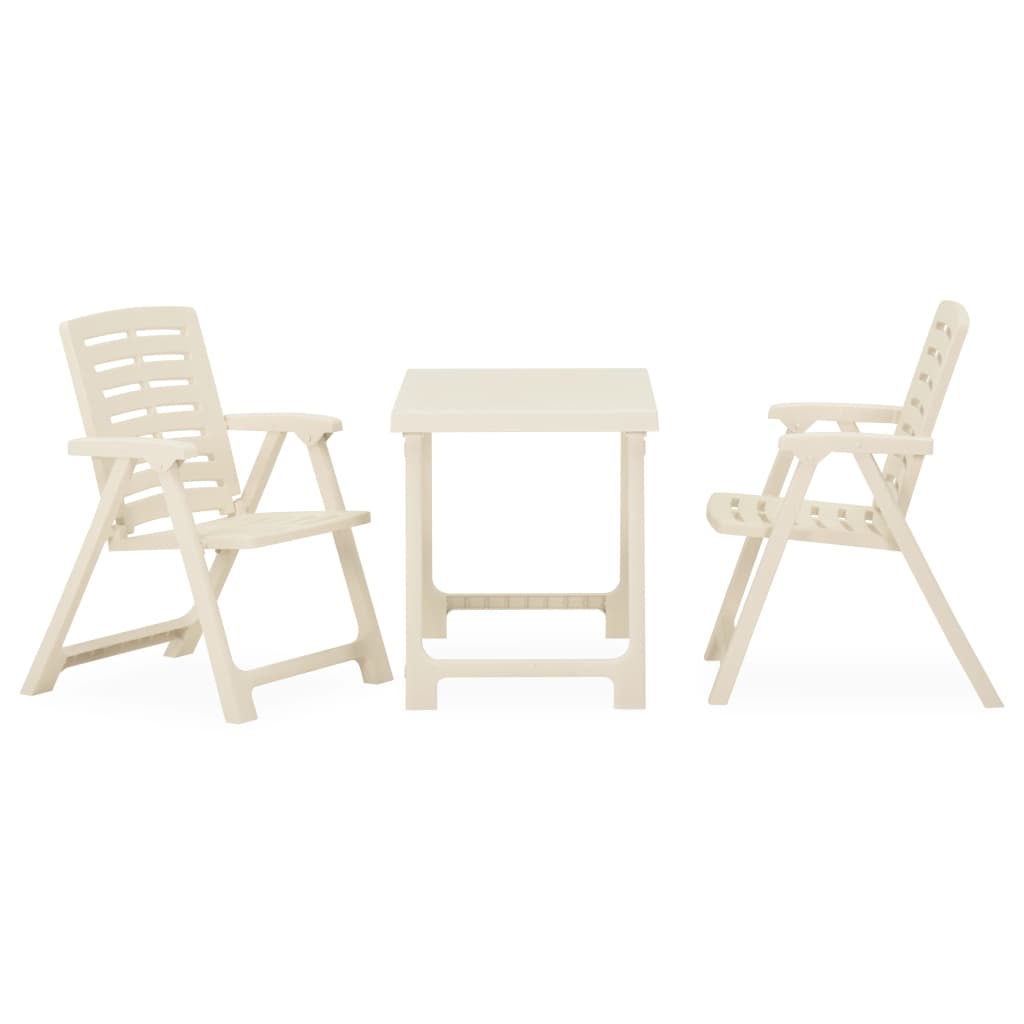 Set mobilier de bistro pliabil, 3 piese, alb, plastic