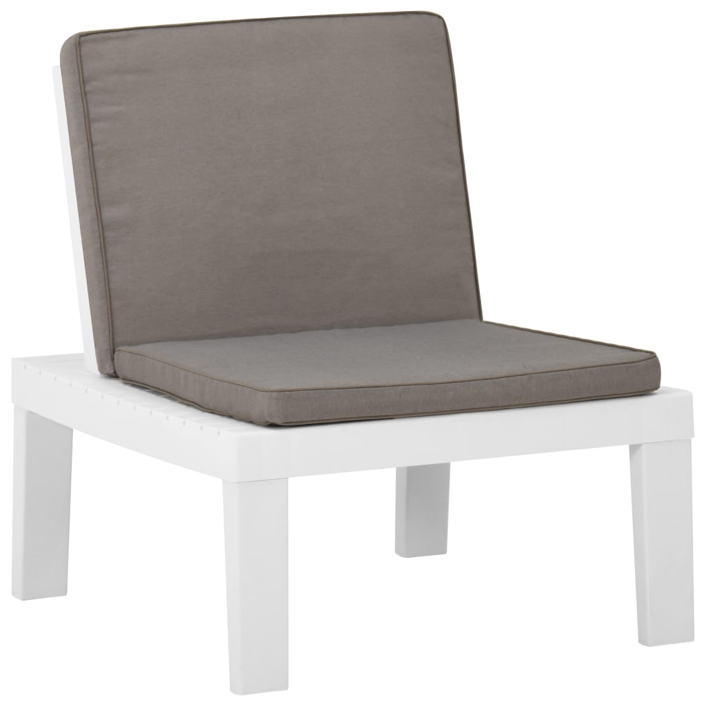 Garten-Lounge-Stuhl mit Auflage Kunststoff Weiß | Stepinfit