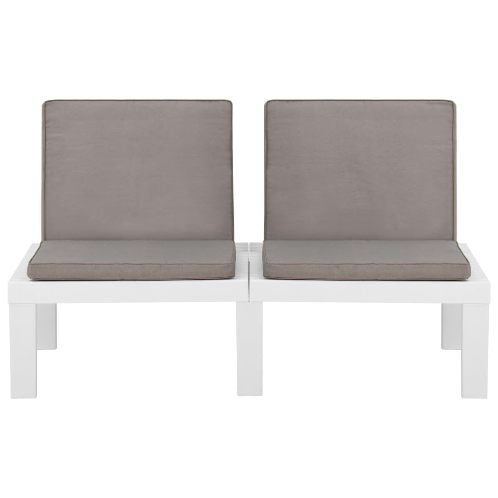 vidaXL Loungebank met kussen kunststof wit afbeelding