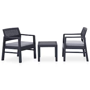 vidaXL 3-osaline aiam&ouml;&ouml;bli komplekt patjadega, plast, hall
