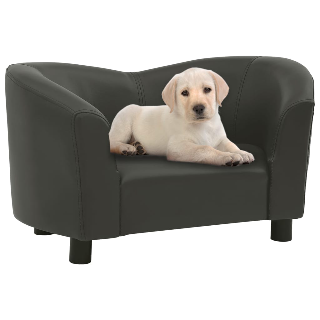 Canapé pour chien gris foncé en similicuir - 67x41x39 cm