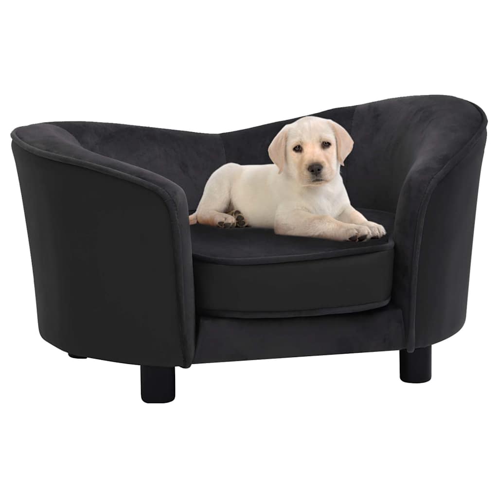 vidaXL Hundesofa Schwarz 69x49x40 cm Plüsch und Kunstleder