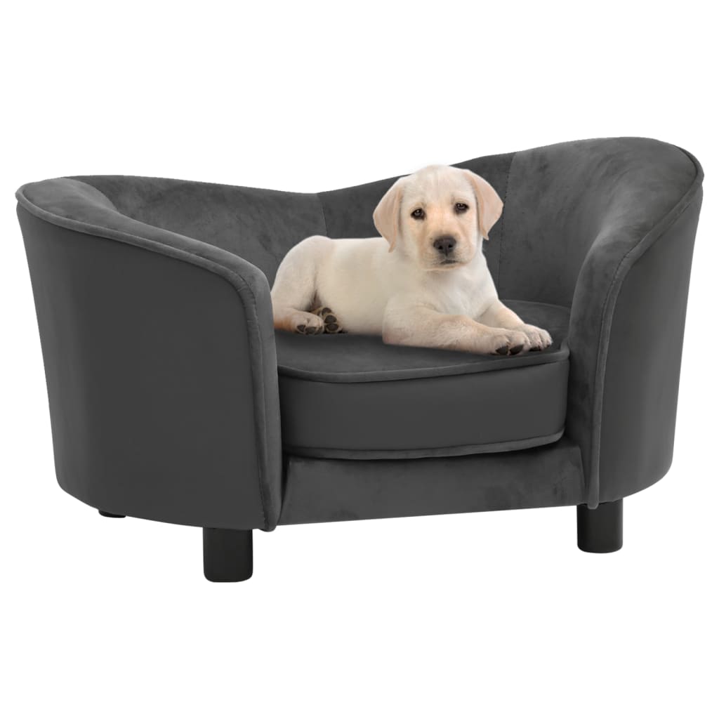 Canapé pour chien gris foncé en similicuir - 69x49x40 cm