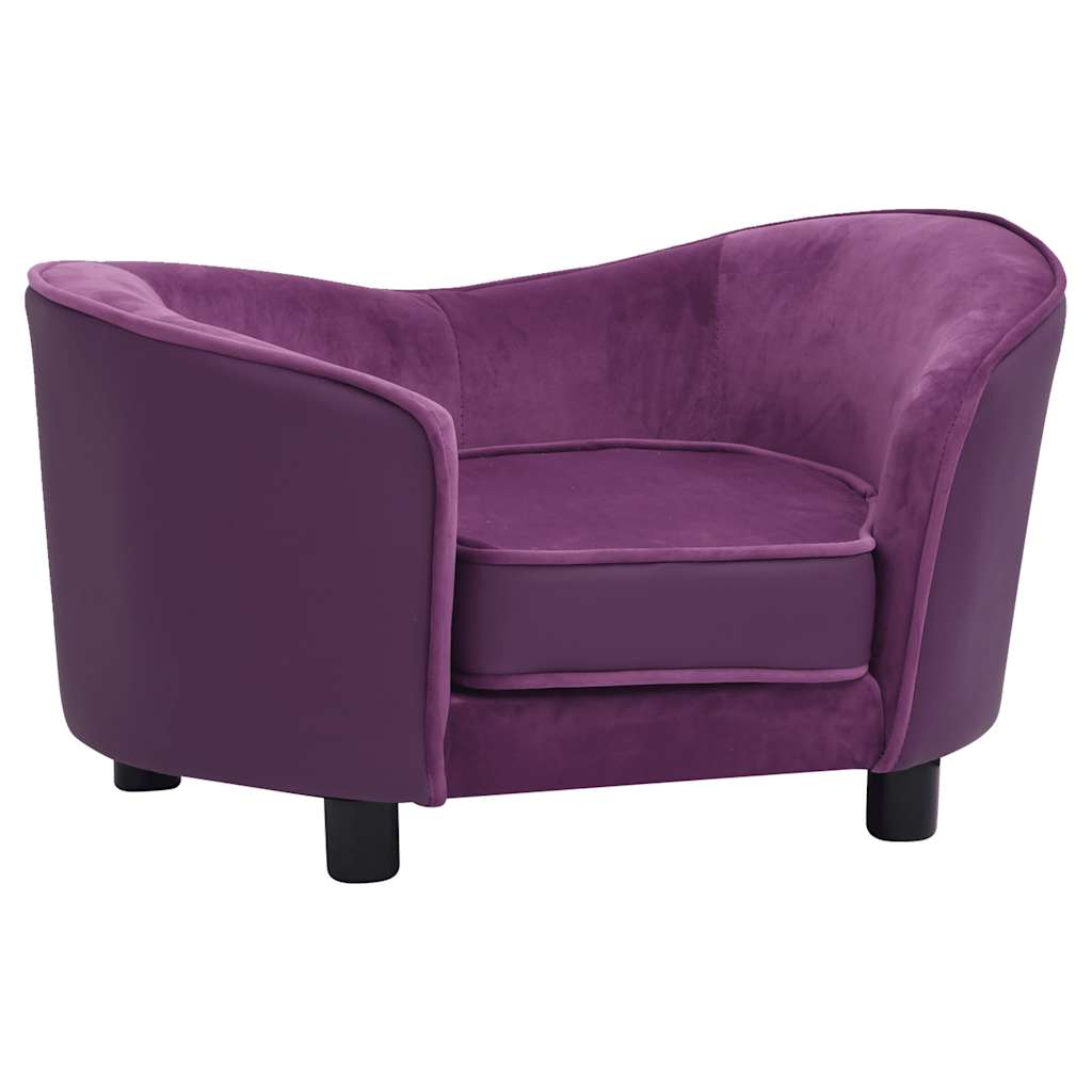 vidaXL Pohovka pro psy vínová 69 x 49 x 40 cm plyš a umělá kůže